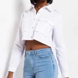 ⚡️BRAND NEW/ Crystal Button Crop Top